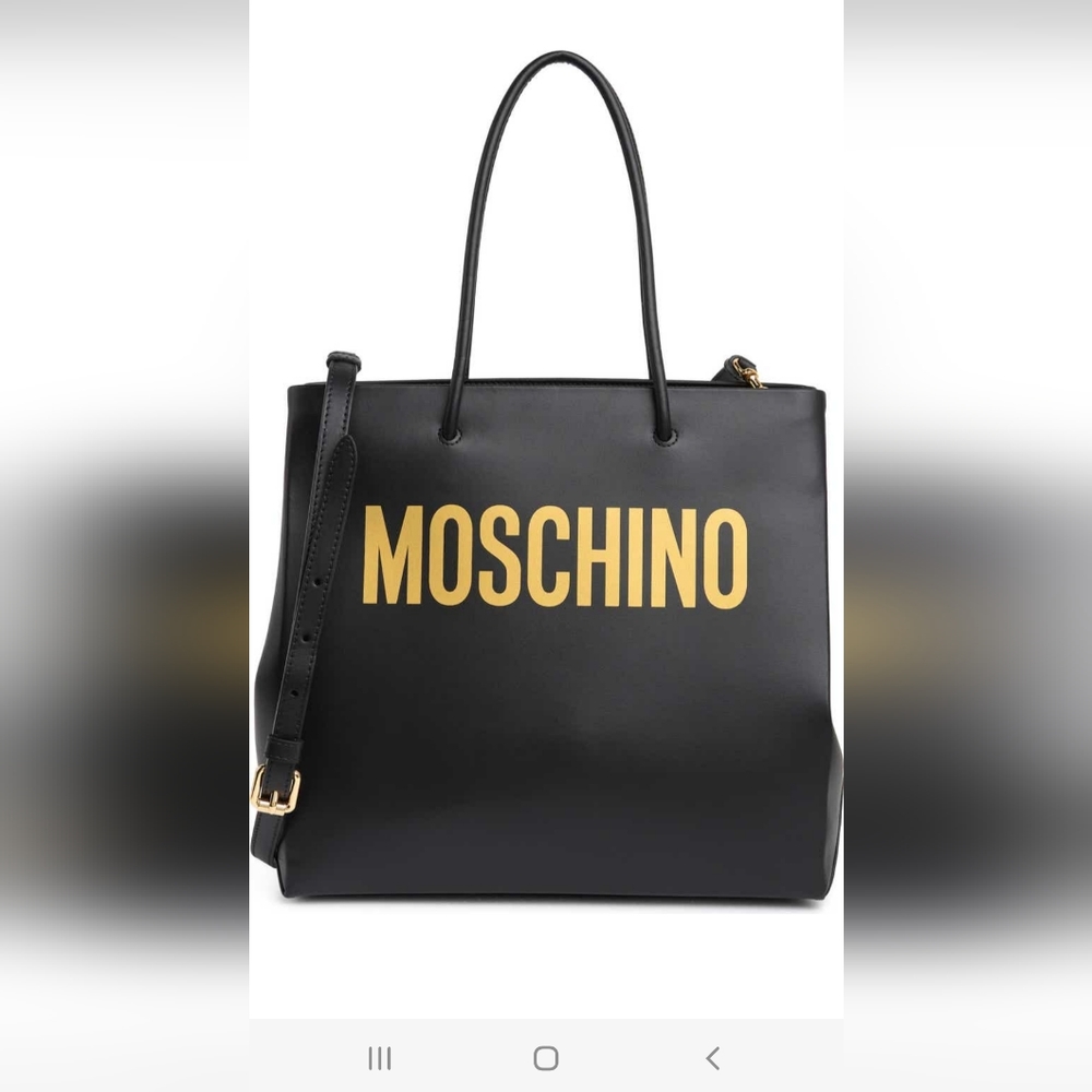 - Moschino Logo Leather Shopper Tote